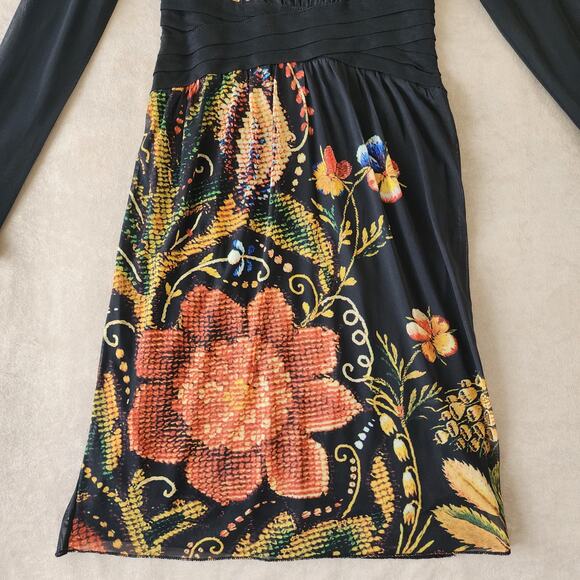 Desigual by Christian Lacoix XS pleated mesh waist Artsy Boho Festival floral - Picture 4 of 16